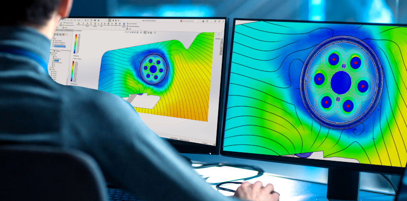 Computer screens showing heat maps