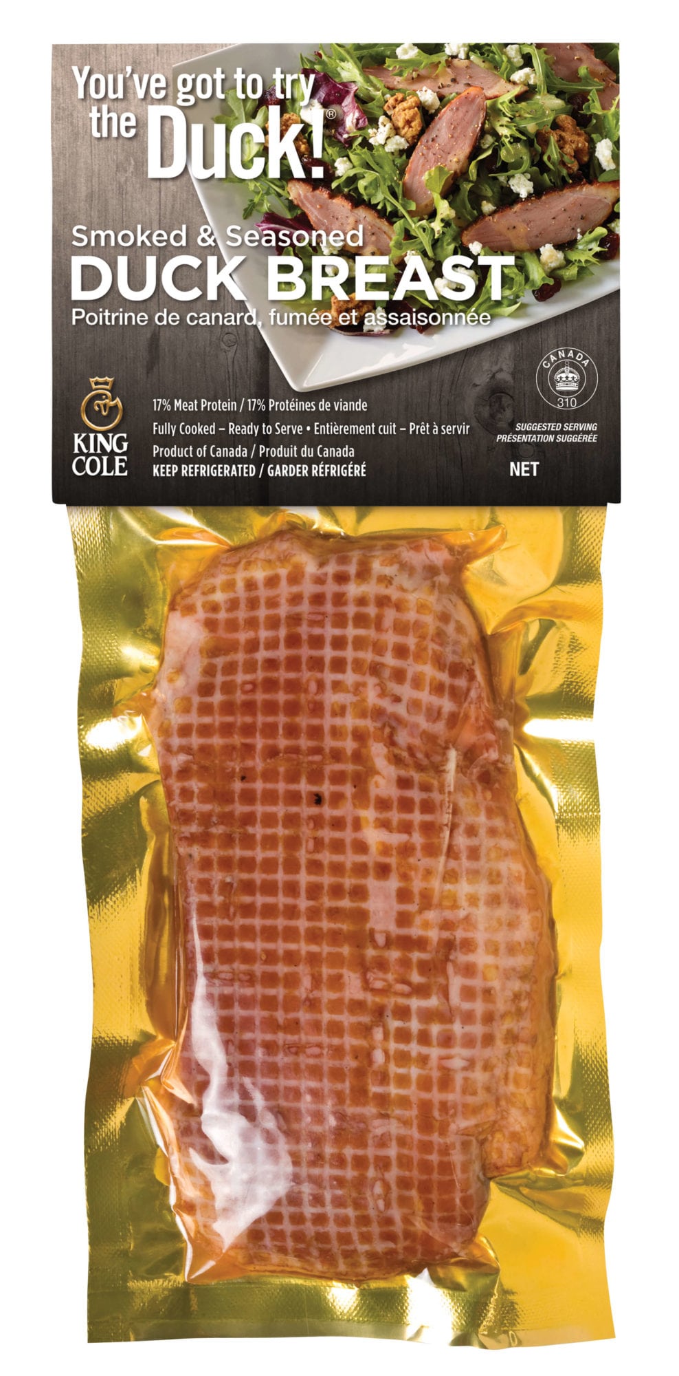A package of King Cole's signature smoked duck breast