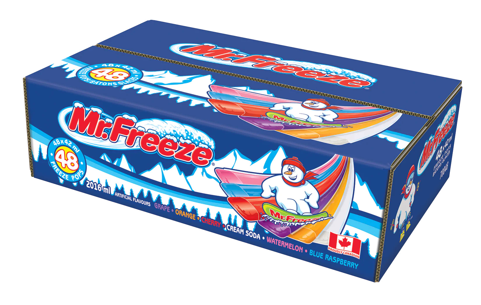 A large box of Mr. Freeze branded freezies, manufactured by Kisko Products