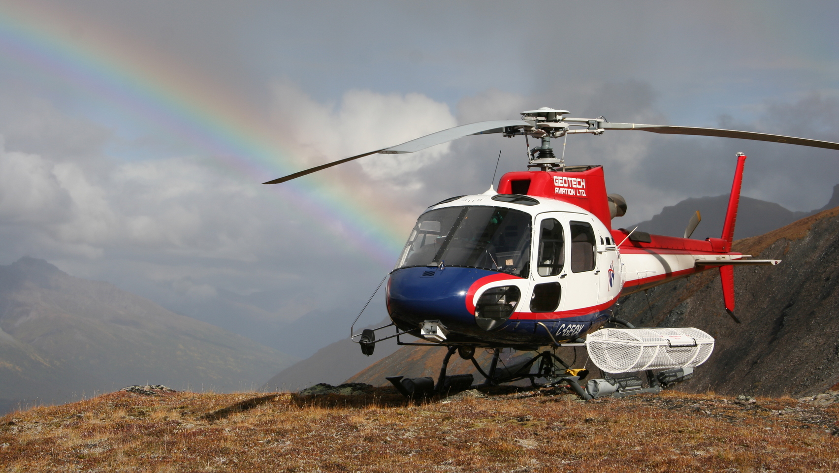 Helicopter and rainbow