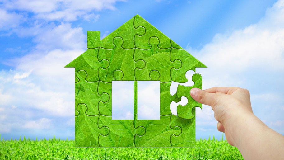 A home that looks like a puzzle of leaves