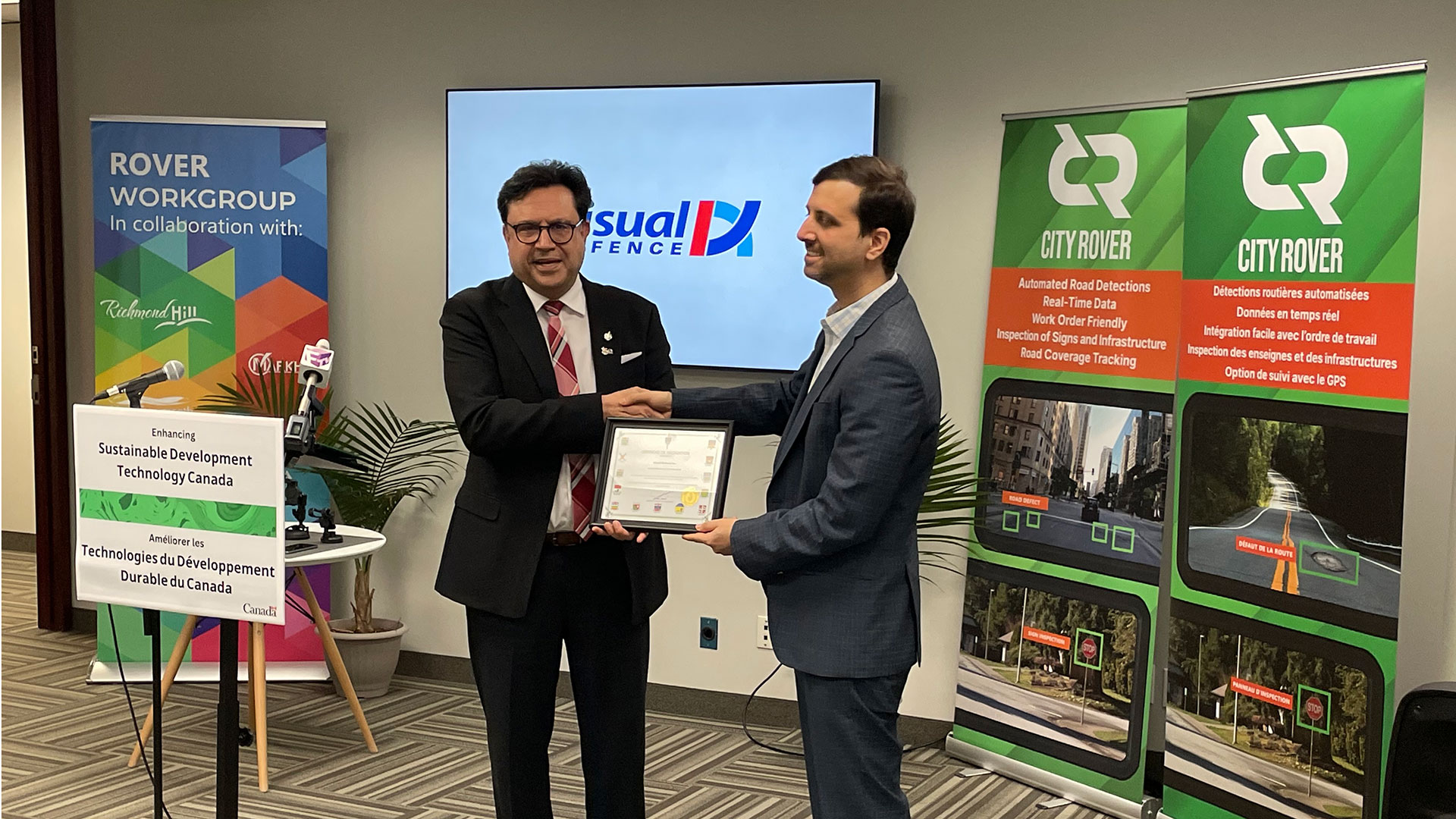 Visual Defence funding announcement at their office in Richmond Hill.